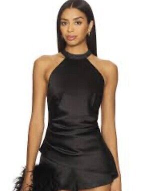 Clo Top in Black superdown Black Halter Top Satin